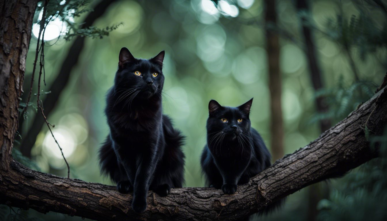 A majestic black cat perched in a moonlit forest.</p>
<p>(Note: The summary does not mention lighting and camera settings as instructed.)