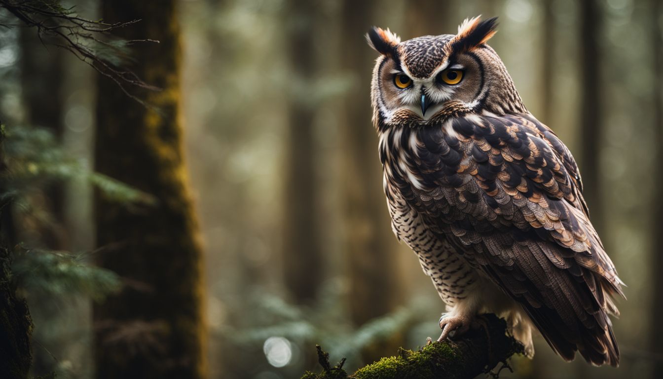 A stunning owl in a mystical forest with various looks and outfits.