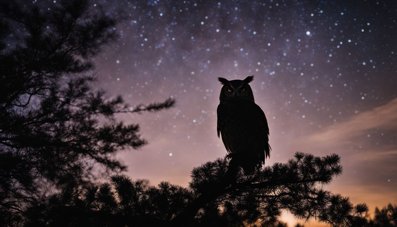 Silhouette of owl under starry sky with various styles and outfits.