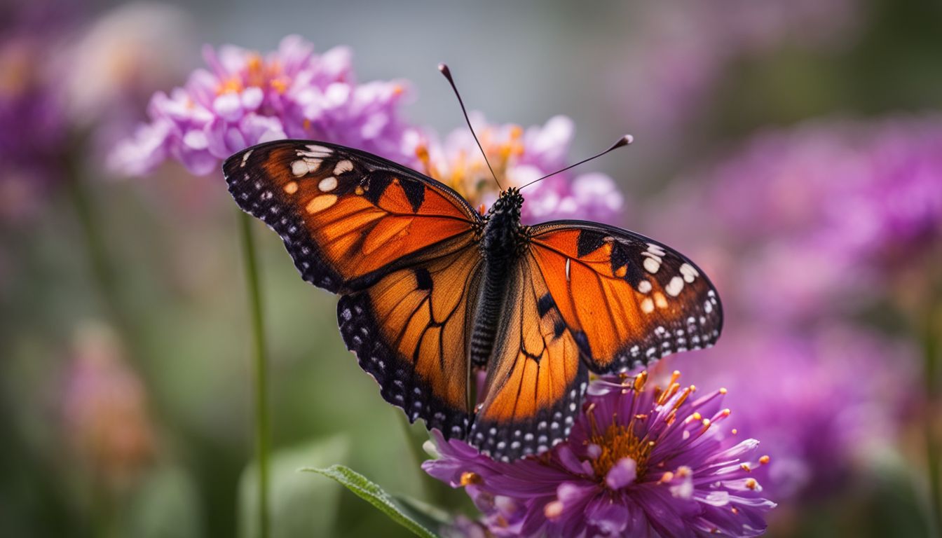 A close-up photo of a butterfly on a blooming flower.